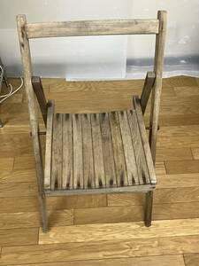1950*s1960*s England antique folding chair ..WD stamp old material wood chair camp outdoor Britain 
