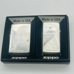 未使用 ZIPPO ペアハート S2 ハート柄 レギュラータイプ スリムタイプ ペアセット ペア 2013年製 ジッポ オイルライター