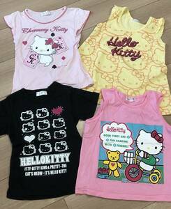 【サイズ110】キティちゃん　半袖Tシャツ、ノースリーブカットソーなど４枚セット　ユニクロサンリオなど　保育園幼稚園の洗い替えに