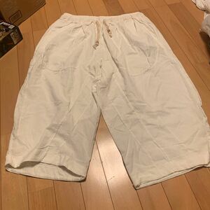メンズL ズボン　ゴム　ステテコ　サルエル　サマーパンツ　丈短い　白　夏　 ワイドパンツ