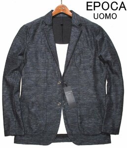 新品 春夏 50 LL 定価3.96万 エポカ・ウォモ EPOCA UOMO リネンMIX 麻 ツイル生地 サマージャケット テーラードジャケット 黒に近めの紺 XL