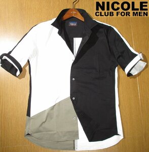  новый товар весна лето L обычная цена 1.4 десять тысяч V Nicole NICOLE CLUB FOR MEN V 5 минут рукав рубашка мужской чёрный белый переключатель . дизайн мужской MENS 48