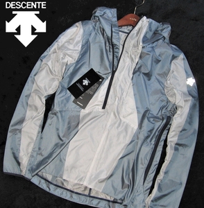 新品 春物 はっ水 L 定価￥26.400▼ デサント DESCENTE 軽量 防風 撥水 マウンテンパーカー フード付き ウィンドブレーカー メンズ グレー