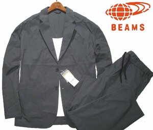 新品ラス1 春夏 XL ▼ ビームス BEAMS HEART ライトスーツ サマースーツ ルーズフィット テーラードジャケット パンツ セット メンズ LL 灰