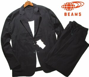 新品 春夏 L ▼ ビームス BEAMS HEART ▼ ライトスーツ サマースーツ ルーズフィット テーラードジャケット パンツ セットアップ メンズ 黒