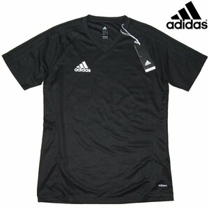 新品 M 定価￥4,059▼ アディダス adidas ▼ ジャージー 半袖 Tシャツ スポーツ用 Vネック 吸水速乾 クイックドライ メンズ 黒