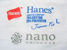 新品 2枚セット L ▼ Hanes ヘインズ × ナノユニバース 別注 ▼ 丸首 Ｖネック JAPAN-FIT仕様 Ｔシャツ 白 メンズ コットン_画像4