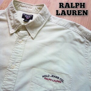 RALPH LAUREN　半袖シャツ　メンズ　サイズL　ラルフローレン　ボタンダウンシャツ　黄緑　03