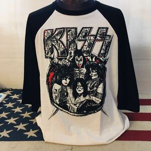70年代バンド　キッス　KISS L ラグラン　バンドTシャツ