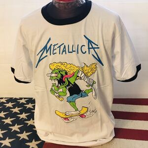 80年代バンド　メタリカ　METALICA L リンガーTシャツ　バンドTシャツ　ロックTシャツ