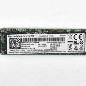 Union Memory (Lenovo純正品) M.2 2280 NVMe SSD 256GB /健康状態98%/累積使用395時間/動作確認済み, フォーマット済み/中古品 の画像1