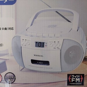 ★ WINTECH CDR―GK2 (白)【CDラジカセ】 CD、AM＆FMラジオ、カセットテープ、2電源、外部端子◎コンパクトサイズ