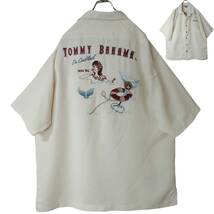 5730/TOMMY BAHAMA 半袖オープンシャツ L 刺繍入りアロハシャツ Cocktail カクテルグラス 人魚mermaid●洗濯プレス済●トミーバハマ古着_画像1