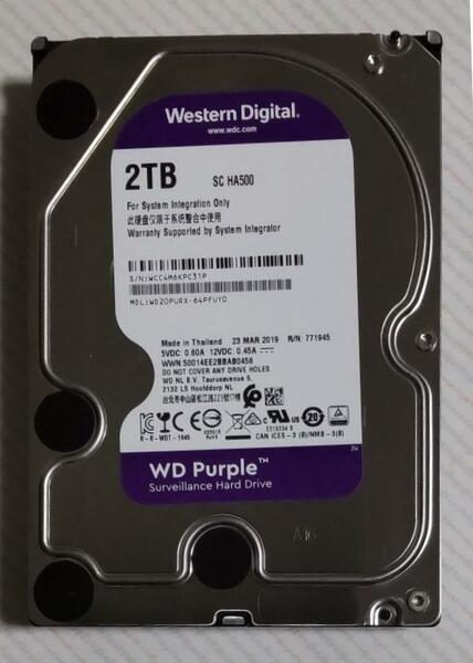 DIGA 2TB増量修理交換用HDD DMR-XP,XW,BR,BW各品番用（未使用、0時間、正常、WD-Purple）