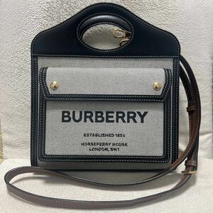 BURBERRY[2way Mini pocket bag two-tone canvas ] beautiful goods 
