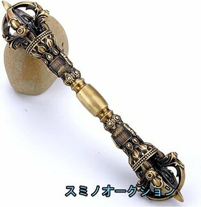 真鍮製 五鈷杵 (長さ16cm)◆密教で使われる仏具・密教法具・寺院仏具・手道具・金剛杵 開運 お守り 浄化 魔除け,ブロンズ