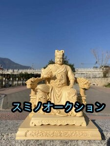 木彫の無垢の木の彫刻の檜華光大帝の馬の霊の官の家は神像の置物を祭って五顕三眼の馬の殿下を現し 高さ:22cm