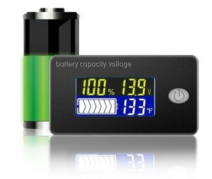 バッテリーモニター 電圧計 温度計 12V 24V サブバッテリー チェッカー キャンピングカー バッテリーチェッカー リチウム 鉛蓄電池
