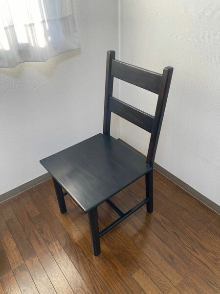 【美品】無垢材 木製 チェアー 椅子 ブラック 座面高さ40cm