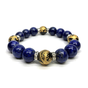  four god . gold carving onyx × lapis lazuli 12mm Power Stone bracele natural stone blue dragon white ....... rise better fortune luck with money amulet four god corresponding S