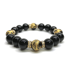  four god . gold carving onyx ×moli on 12mm Power Stone bracele natural stone blue dragon white ....... rise better fortune luck with money . pay amulet four god corresponding G