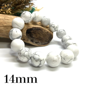 ハウライト パワーストーン ブレスレット 14mm 天然石ブレス (シンプル) 開運 浄化 数珠ブレス メンズ 男性 プレゼント