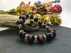  Power Stone bracele red Tiger I 12mm natural stone breath silver better fortune luck with money .. beads breath men's man 