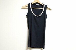 1円●極美品●ブルネロクチネリ●ビーズ付きタンクトップ●トップス●チャコールブラック×ホワイト アンサンブル スーツ カジュアル