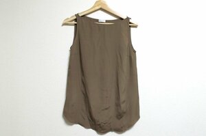 1 jpy * ultimate beautiful goods * Brunello Cucinelli * no sleeve tops * chiffon cut and sewn XS light brown tea color fading te-to× silk silk suit 