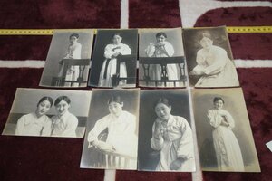 rarebookkyoto I62　戦前李朝朝鮮　妓生写真　　写真絵葉書・明信片　8枚　明治屋・平壌　1920年　写真が歴史である