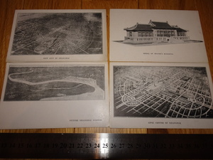 Rarebookkyoto　o221　　上海　新上海市政府ポストカード　四枚　　1922年頃　魯卿　萬歴　成化　乾隆