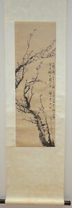 Art hand Auction rarebookkyoto YU-79 Chinesische Malerei und Kalligraphie von Lang Jingshan, Rote Pflaume, Farbe auf Papier, hergestellt um 1920, Antiquitäten aus Kyoto, Malerei, Japanische Malerei, Landschaft, Wind und Mond