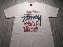 ★USED STUSSY 【Tシャツ】 メンズ サイズM ホワイト ステューシー WORLD TRIBE_画像1