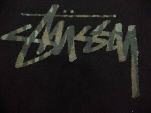 ★USED STUSSY 【Tシャツ】 メンズ サイズM ブラック 迷彩ロゴ ステューシー