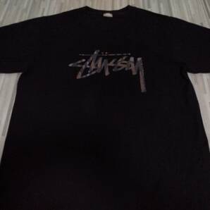 ★USED STUSSY 【Tシャツ】 メンズ サイズM ブラック 迷彩ロゴ ステューシーの画像2