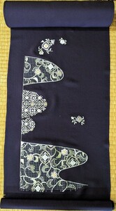 刺繍入り訪問着『七宝唐草・紫色』浜縮緬・共八掛付・反物・正絹