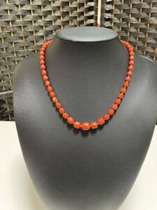 1 jpy ~.. necklace coral K14 K18 stamp approximately 17g. Naha coral red accessory 