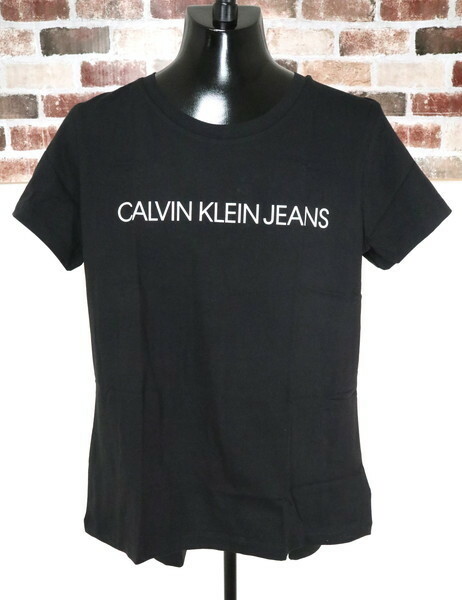 ＊お買い得新品 カルバンクライン ジーンズ Calvin Klein Jeans ロゴプリント 半袖 Tシャツ コットン サイズM(レディスXL)ブラック MCT1181