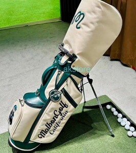 在庫処分価格★マルボンゴルフ　malbon golf キャディバッグ　グリーン　※写真転載禁止※ベージュ★グリーン