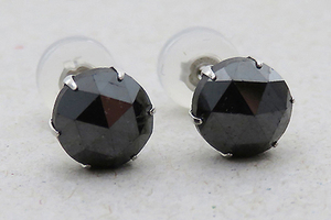  large grain black diamond!Pt900 black diamond Monde earrings total 2ct stud earrings each 1ct platinum black diamond earrings BlackDiamond with discrimination 