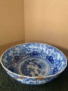 柏cp0715 染付 深皿 大鉢 陶器 古伊万里 大皿 和食器