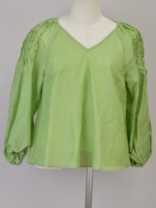  Sybilla Sybilla cut and sewn Bubble sleeve SS size green lady's e_u F-S4455