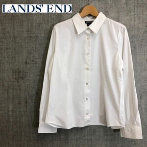 G312-F-N◆ LANDSEND ランズエンド 長袖シャツ ブラウス トップス ◆ size17AR コットン ポリエステル ホワイト 古着 レディース 春