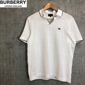 G307-F◆ BURBERRY GOLF バーバリーゴルフ 半袖ポロシャツ カットソー トップス ◆ sizeM コットン ホワイト 古着 メンズ 春夏