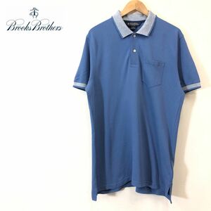 G293-F-N◆ Brooks Brothers ブルックスブラザーズ 半袖ポロシャツ カットソー トップス ◆ sizeXL コットン100 ブルー 古着 メンズ 春夏