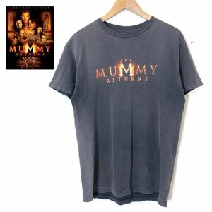 G261-F◆ old ◆ 00s ◆ THE MUMMY RETURNS ハムナプトラ2 半袖Tシャツ カットソー ロゴプリント ◆ sizeM コットン100 ブラック 古着