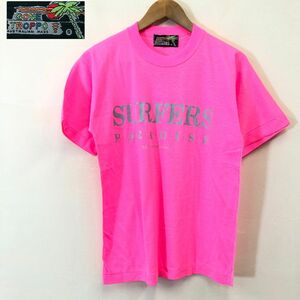 G151-F-N◆ old ◆ GONE TROPPO SURFERS 半袖Tシャツ カットソー ロゴプリント シングルステッチ ◆ sizeS コットン100 ピンク 古着 春夏