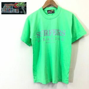 G150-F-N◆ old ◆ GONE TROPPO SURFERS 半袖Tシャツ カットソー ロゴプリント シングルステッチ ◆ sizeS コットン グリーン 古着 春夏