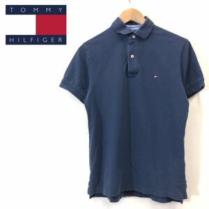 G140-F◆ TOMMY HILFIGER トミーヒルフィガー 半袖ポロシャツ カットソー トップス ◆ sizeS コットン100 ネイビー古着 メンズ 春夏