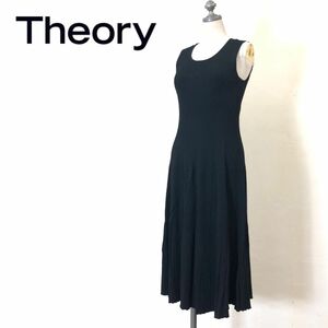 G66-F-S◆ 美品 ◆ Theory セオリー ノースリーブニットワンピース ロング ◆ sizeSレーヨン ポリエステル ブラック 古着 レディース 春夏